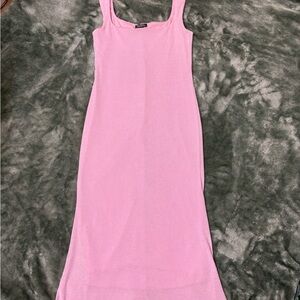 Pink Sleeveless Midi Dress